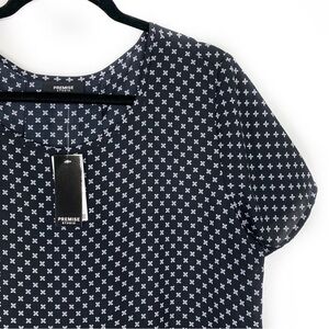 Premise short sleeve black white foulard print blouse